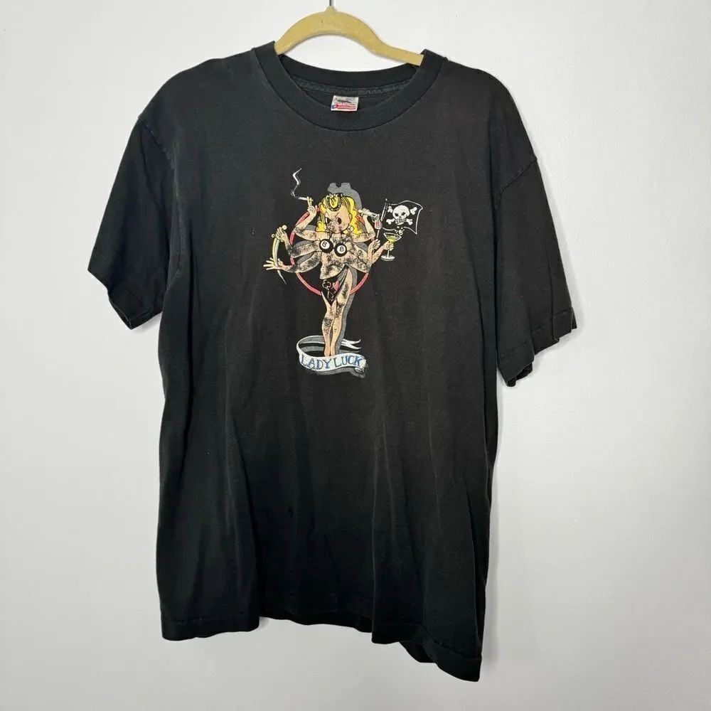 Rare Vintage 90s Archaic Smile Lady Luck T-shirt